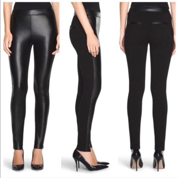 White House Black Market Pants - WHBM | Leather Front Skinny Pants 0R